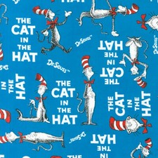 Fabric Dr Seuss Cat in the Hat Celebration KAUFMAN Cotton 1/4 yard 10796