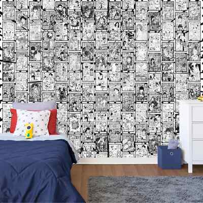 Anime Manga Collage Black & White Wallpaper Mural Removeable Washable Peel&Stick