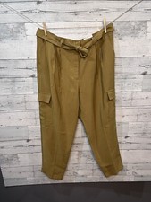 Nine West Ankle Tapered Utility Pant High Waisted Tie Olive Green Size 2X