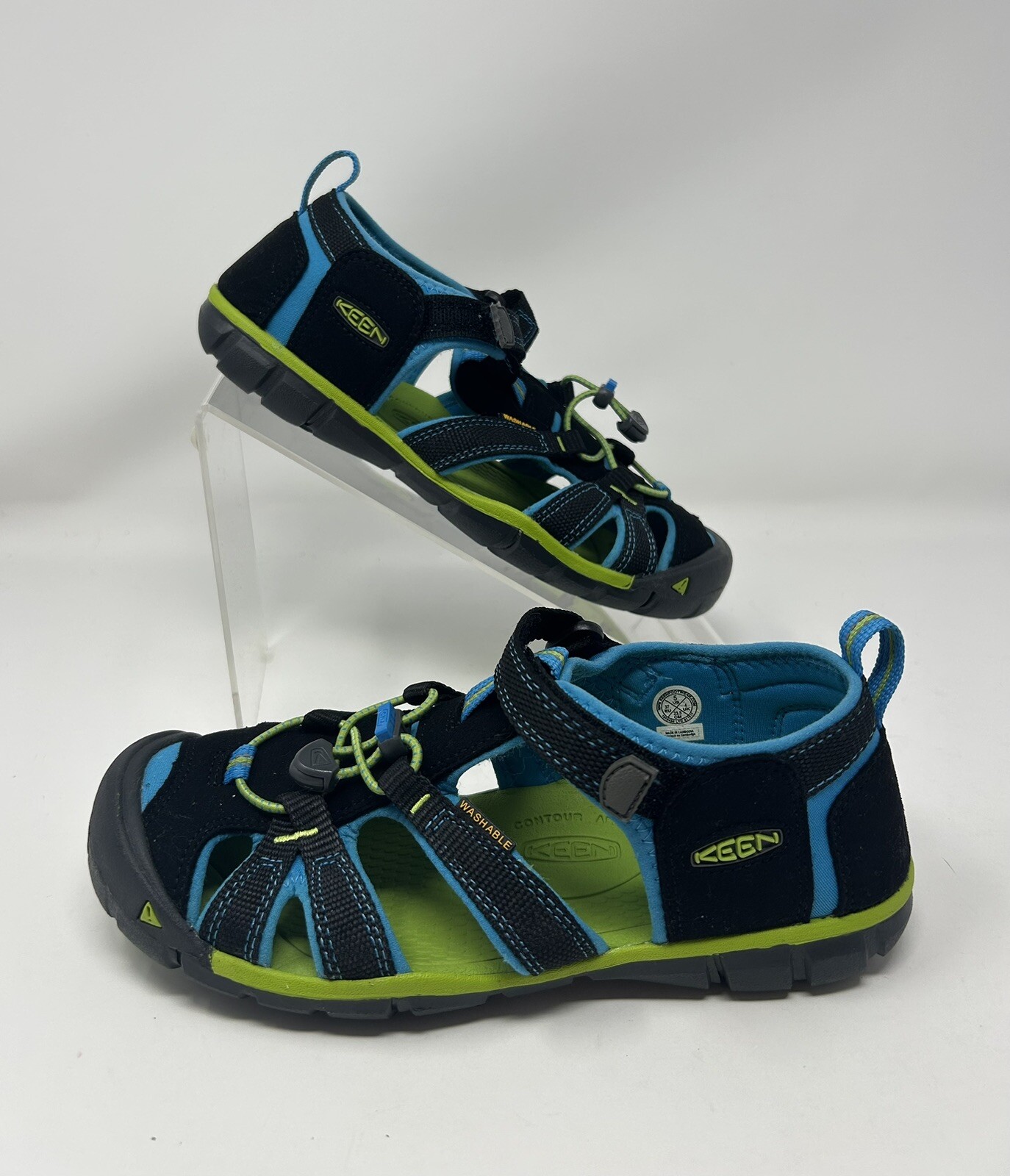 Sandali da acqua Keen Seacamp II CNX ragazzi 5 scarpe estive da trekking blu verde
