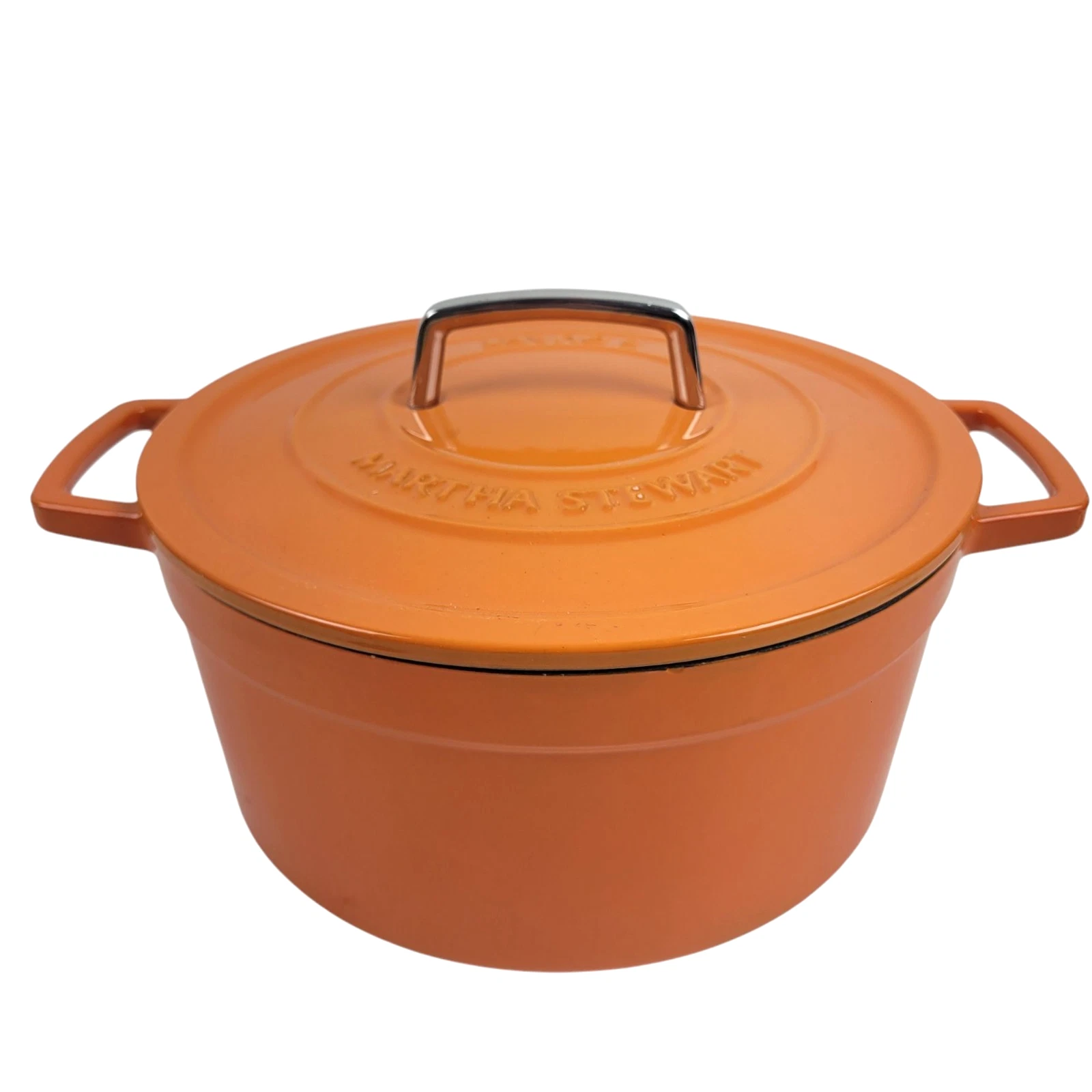 Martha Stewart 6 Quart Enameled Cast Iron Dutch Oven W/ Lid Pot Orange