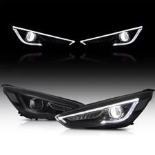 For 2015-2018 Ford Focus Gen3 Black Housing Projector Headlight w/LED Sequential