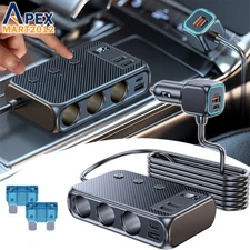 9in1 Car Cigarette Lighter Socket Splitter USB C Plug Fast Charging 3Way Adapter