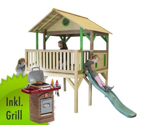 Holz Kinder Spielturm Hohes Offen Stelzen Spielhaus Rutsche Inkl Spielgrill Ebay
