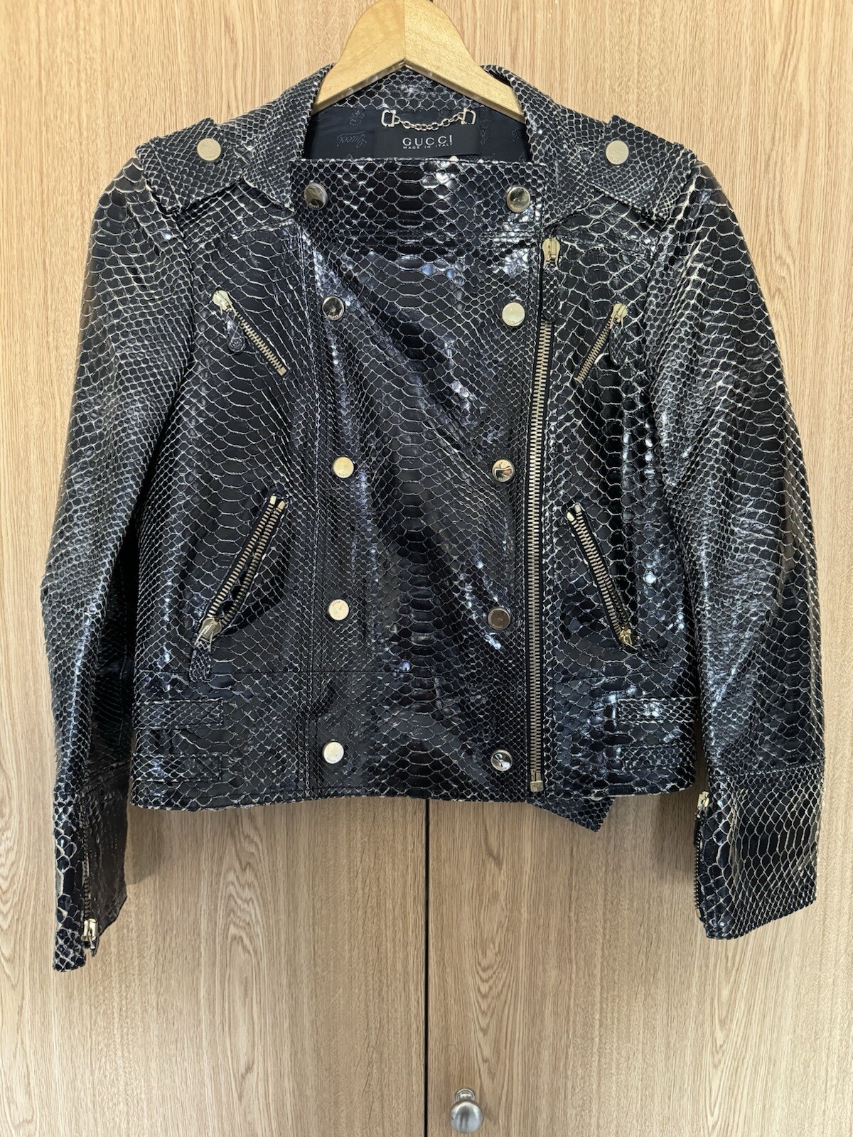 Gucci Python Cropped Leather Jacket - image 3