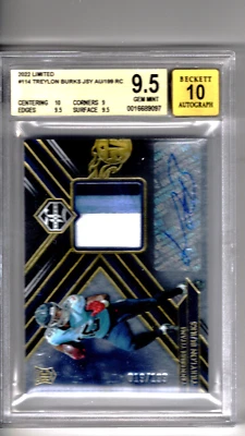 2022 Limited Treylon Burks 19/199 Rookie Auto/Patch #114 Tennessee Titan BGS 9.5 - Image 1 of 2