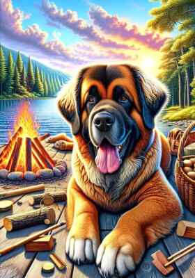 Leonberger Summer Camping Fun Flag
