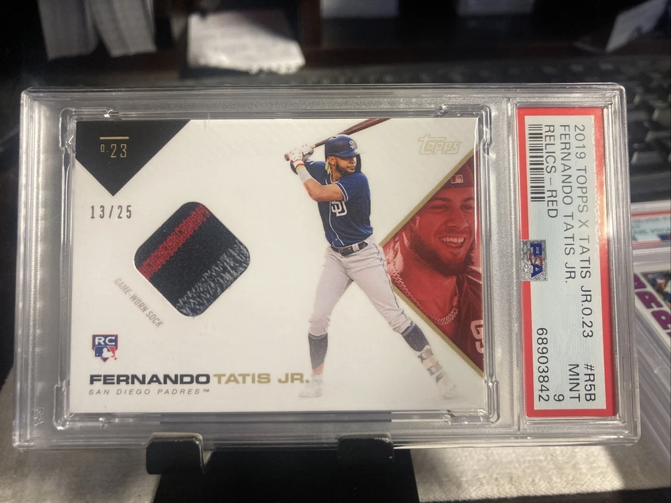 2019 Fernando Tatis Jr. Rookie Topps X Relics RC Red 13/25 #R5B PSA 9 POP 3 - Image 2 of 3