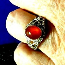 Ring Sterling Silver Filigree with carnelian