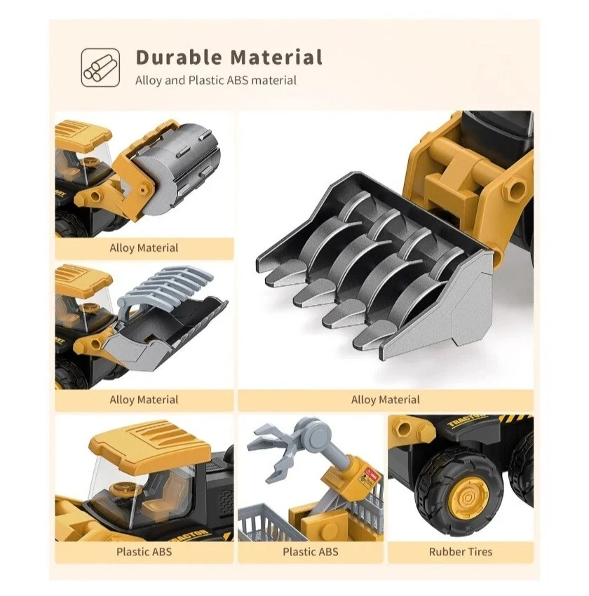 Farm Tractor Toys, Geyiie Farm Truck Tractor with Trailers Die Cast Shovel, 176 - Image 3 of 4