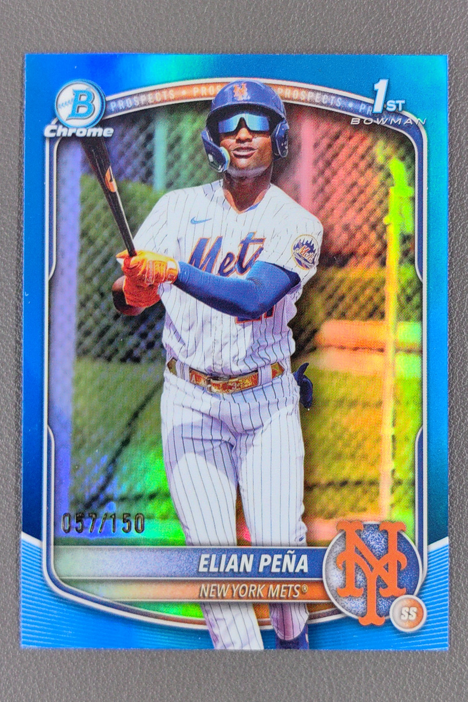 2025 Topps Bowman Chrome 1st Elian Pena Blue Refractor /150 #BCP-155 Mets 