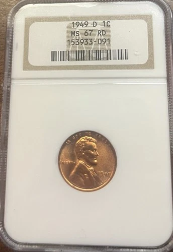 1949 D Lincoln Cent MS67 Red NGC Hard To Find!