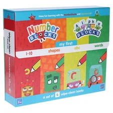 Numberblocks and Alphablocks -A set of 4 wipe-clean books (pens included) - PB
