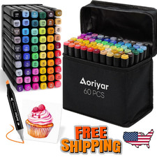 Alcohol Markers Dual Tip Art - 60 Colors Marker Set Adult Brush Tip Drawing Pens