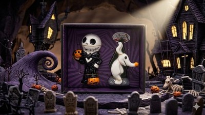 Disney Nightmare Before Christmas Jack & Zero Salt Pepper Shakers Hand Painted