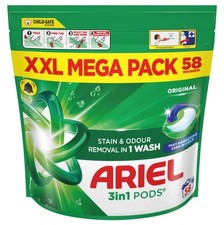 Ariel 3 in 1 Original Pods Detergent Cleaning Power Washing Capsules 58 Pods