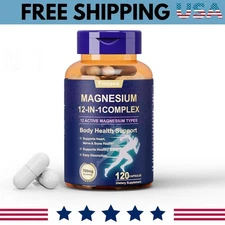 Magnesium 12 in 1 Complex 700mg - Glycinate Citrate Malate Taurate Fmlave 120pcs