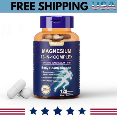 Magnesium 12 in 1 Complex 700mg - Glycinate Citrate Malate Taurate Fmlave 120pcs
