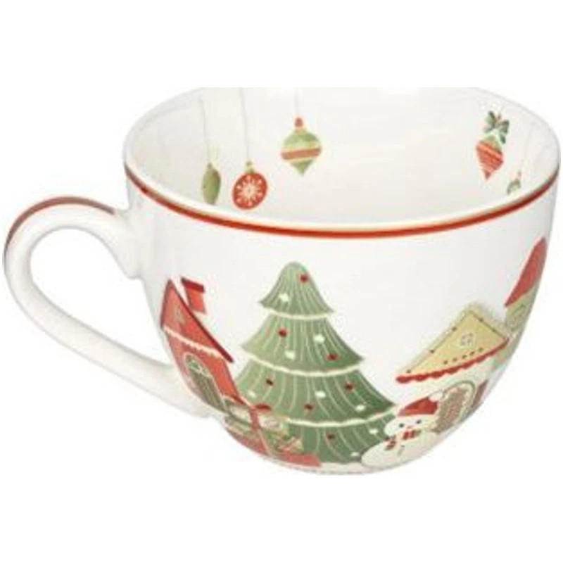 Tazza Colazione Natale 500 ml BRANDANI Villaggio in Festa Porcellana Bone China