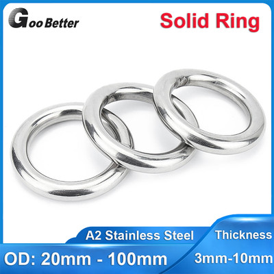 304 Stainless Steel O Ring Welded Buckles Webbing Solid Metal Smooth Round Rings