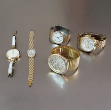 Gold Tone Watch Lot of 5: Michael Kors, Betsy Johnson, Fossil, Timex, Armitron