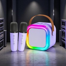 Portable Bluetooth Speaker Karaoke Machine System Microphone Party Light /Strap