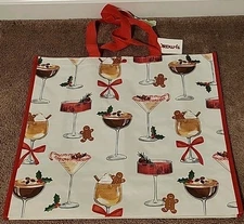 TJ MAXX - Beautiful Fancy Christmas Drinks -Large Reusable Shopping Tote Eco Bag
