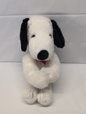 Vtg Snoopy Dog Plush Peanuts Stuffed Animal Red Bow Tie Hook