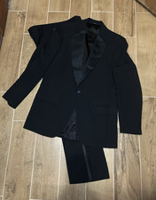 Men's Black Tuxedo Suit Set Satin Shawl Lapel Jacket  Pants