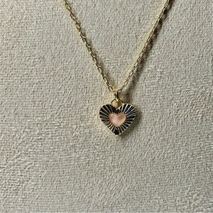 Authentic Gorjana Rose Quartz Heart Shaped Pendant Necklace 18K Gold Plated