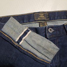 Flint and Tinder Jeans Mens 33x32 Blue Selvedge Denim Straight Fit Made USA Gold