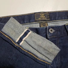 Flint and Tinder Jeans Mens 33x32 Blue Selvedge Denim Straight Fit Made USA Gold