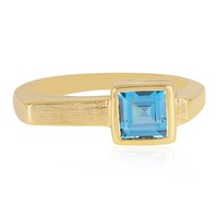 Cavill Damenring Mit Londonblauem Topas 1,20Ct Vergoldetes 925 Silber