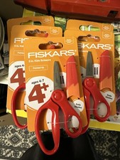 NEW LOT of 5 FISKARS 5" INCH POINTED SAFETY EDGE BLADE KIDS SCISSORS-RED