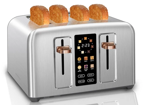 Toaster 4 Slice, Stainless Toaster & Touch Control, LCD Display, 6 Bread Type...