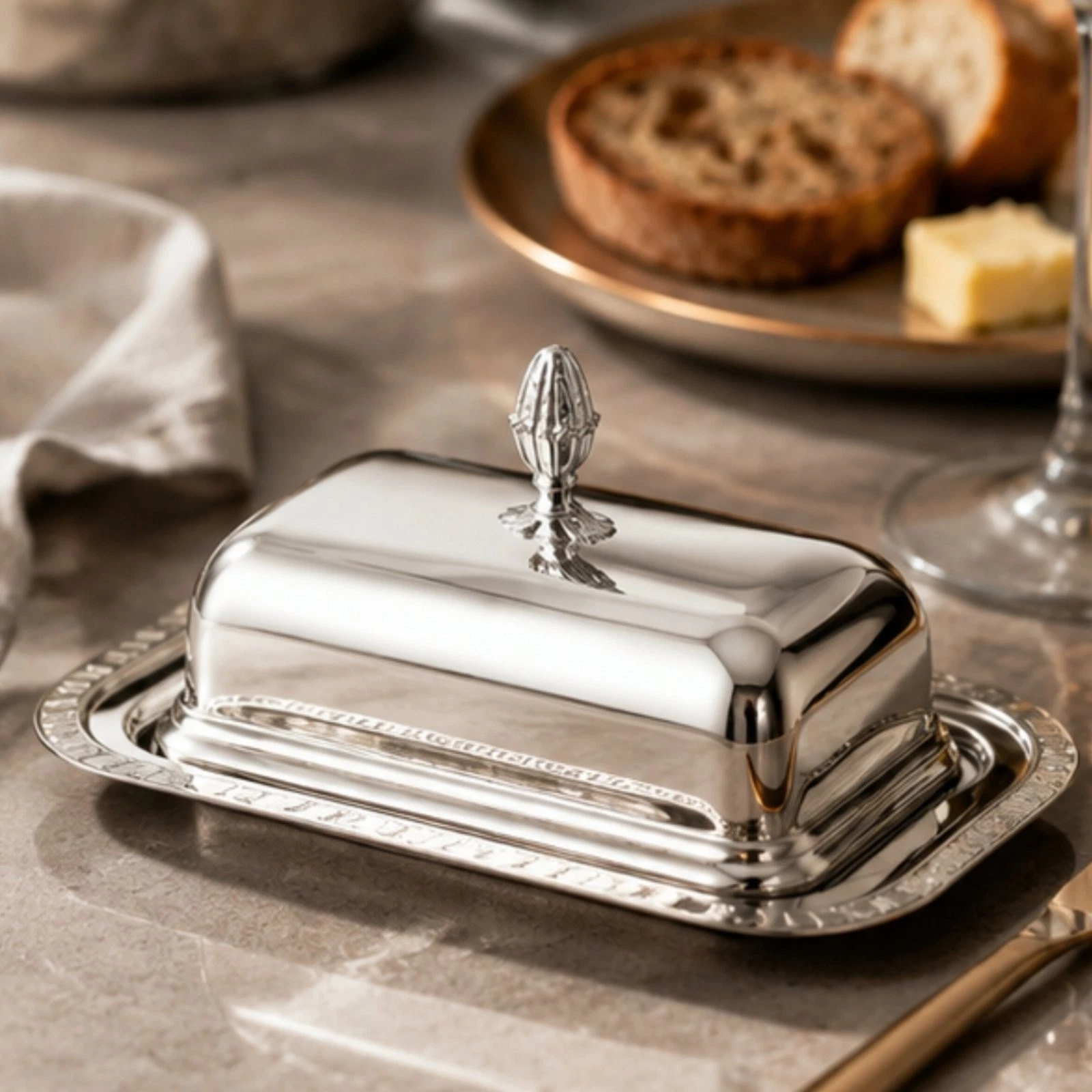 Square Butter Dish European & Design Stainless Steel Butter Dish Easy to Clean