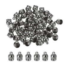 100-Pack Tassel Cord End Caps, 7.8mm ID Kumihimo End Tip Black 