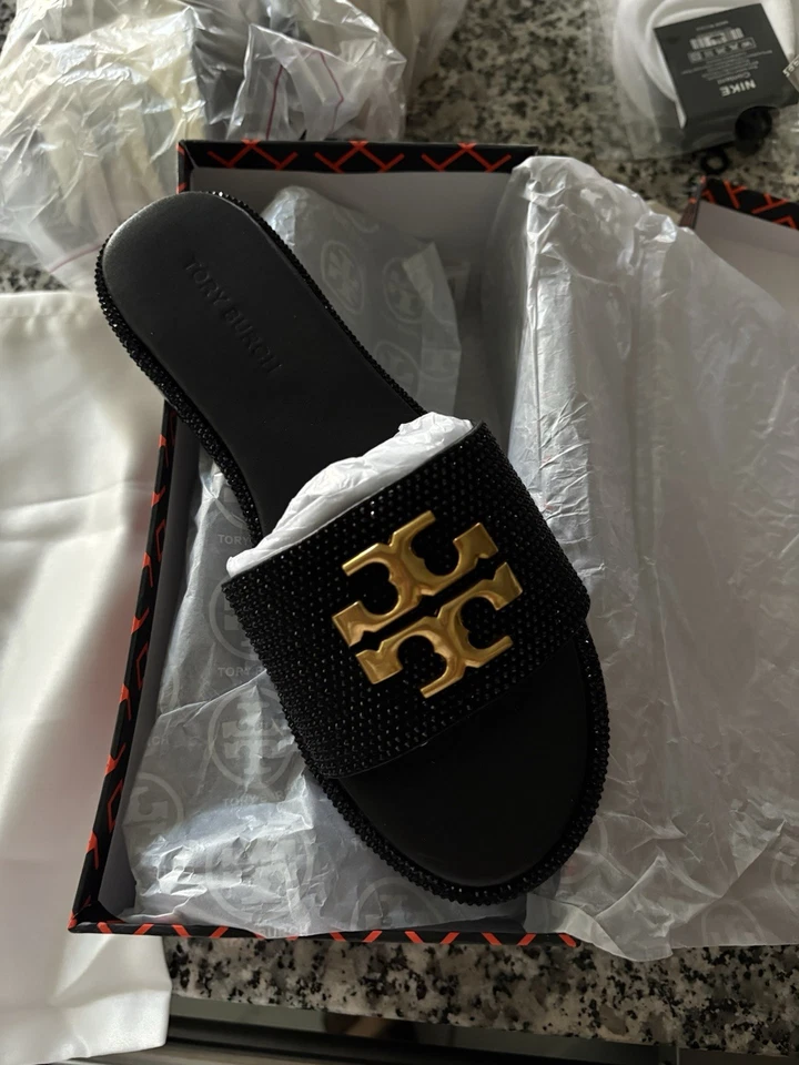 Женские блестящие черные сандалии Tory Burch - Изображение 3 из 3