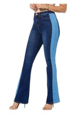 DG2 by Diane Gilman Women's Stretch Denim 2Tone Side Flare Jean Indigo