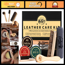 10 PCS Leather Care Kit - Horsehair Brushes, Saddle Soap, Waterproof Wax, Mink O