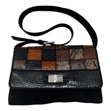 EGO Patchwork Black Brown Multicolor Small Handbag Shoulder Bag