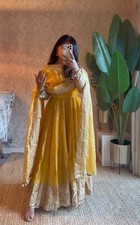 Gown Women Indian Anarkali Dress Ethnic Wear Long Wedding Party Embroidered