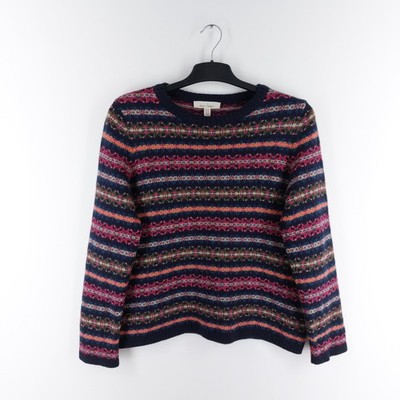 Seasalt Größe 16 (passt 14) marineblau rosa Fair Isle 80 % Wolle Percella Cove Pullover