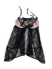 VICTORIA SECRET LINGERIE/TEDDY 34B NWOT Coquette Baby Doll Open Front Tie