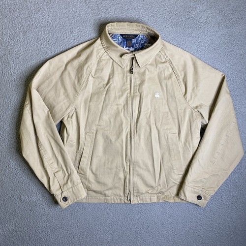 Brooks Brothers Reyn Spooner Bomber Jacket Mens Large Beige Full Zip Preppy - Picture 1 of 13