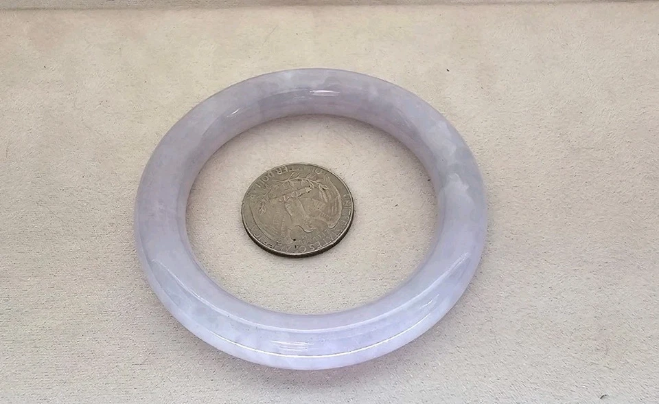 Certified  Natural Burma Grade A Jadeite Jade Bangle Lavender 53 mm Purple Pink - Image 3 of 4