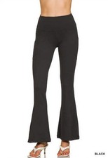 Zenana Brushed Microfiber Flare Pants - Black