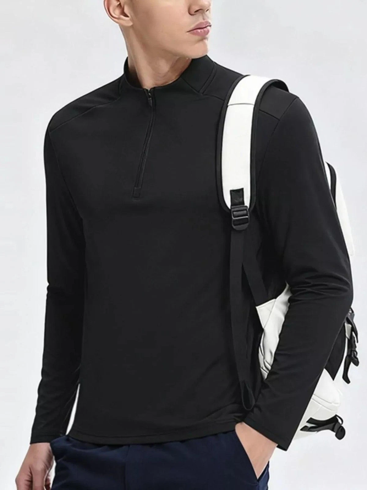Men's Black Long Sleeve Quick-Dry T-Shirt