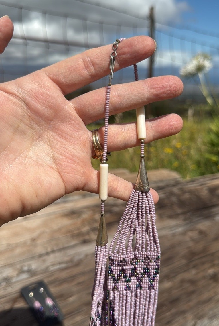 Purple Beaded Multiple Strand Statement Earring S… - image 5