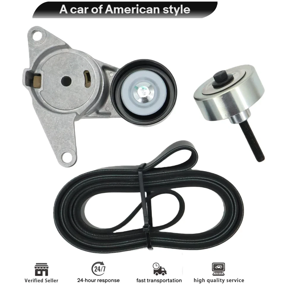 Fit Buick Enclave GMC Acadia Chevy Traverse Serpentine Belt Tensioner Pulley Kit Foto 2 de 4